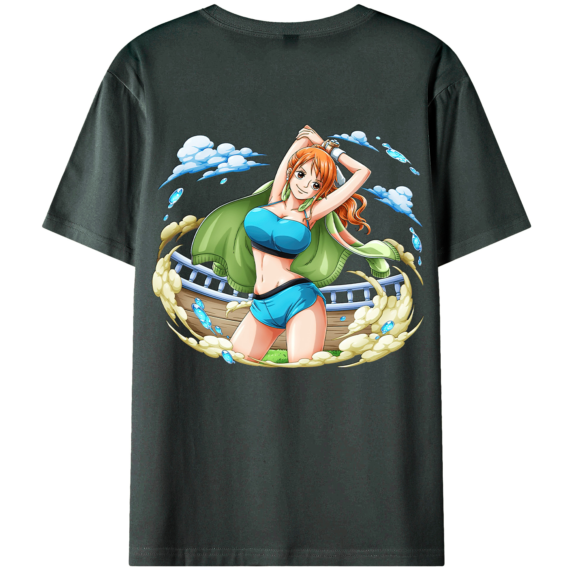 （画像用） ワンピース ナミ ONE PIECE Nami 綿100％ メンズ半袖Tシャツ（バックプリント） 通気性